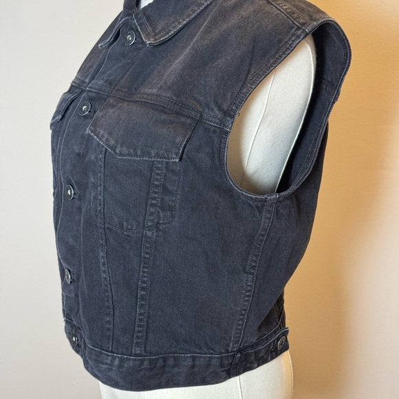 SLVRLAKE Caroline Spread-Collar Black Denim Vest - Size M NWT - Picture 3 of 9